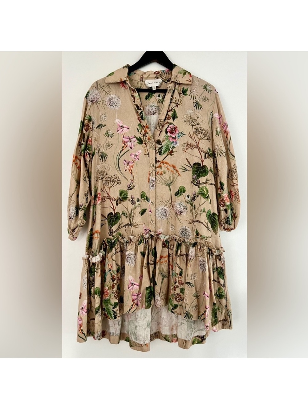 Cara Cara Beige Floral Midi Dress